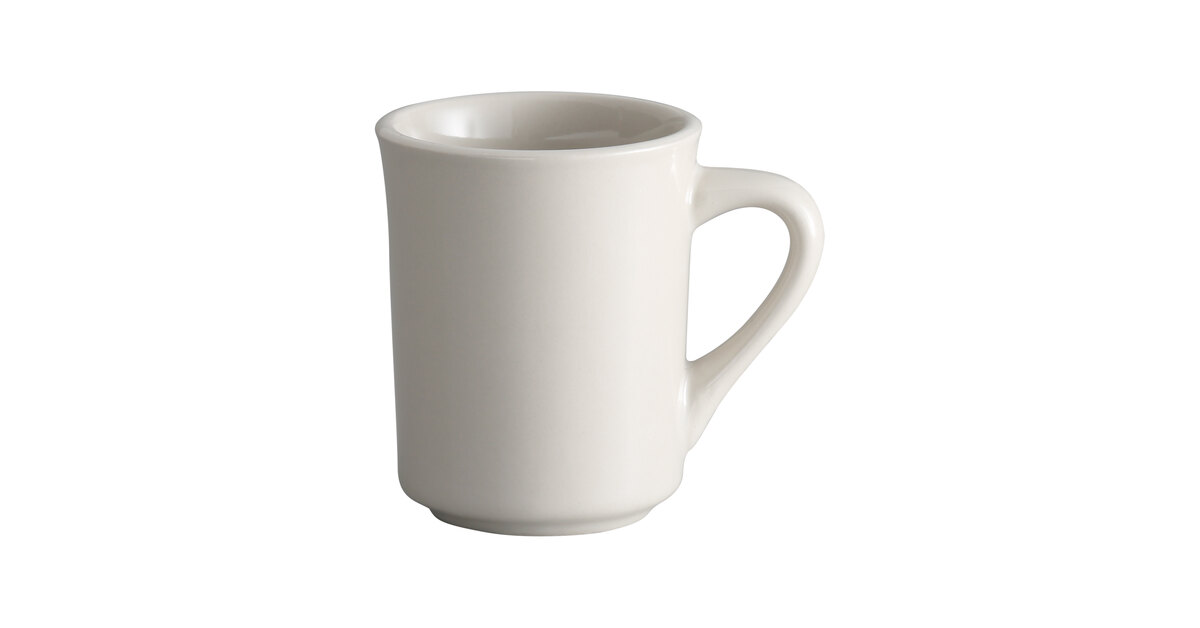 Libbey TM-8-W Princess White 8.5 oz. Ultima Cream White Rolled Edge  Stoneware Mug - 36/Case