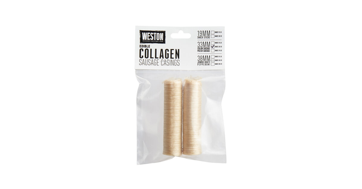 Collagen Casings Dry 33mm 50ft Lenght for stuffing 61 Lb 270 sausages 3 sticks 