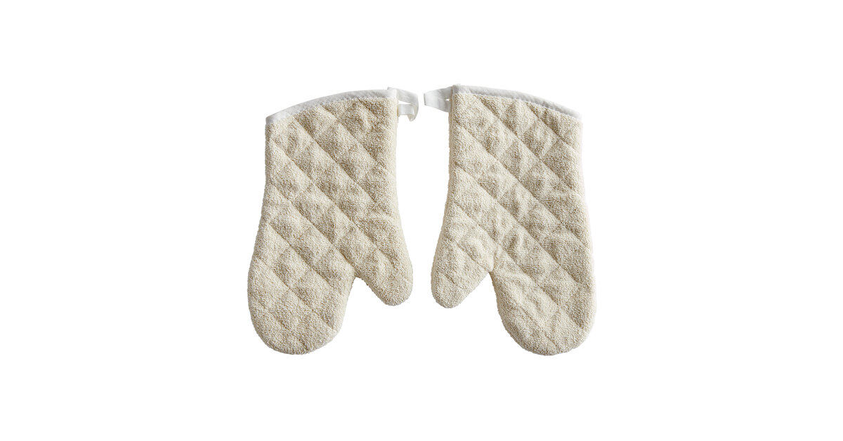 Terry Cloth Oven Mitts Heat Resistant to 482° F 15 Inch 100% Cotton Set of 2