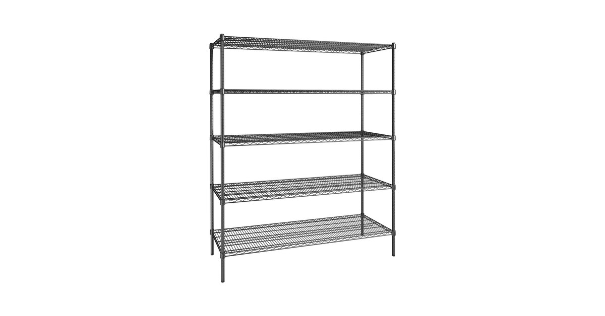 School 14 x 24 NSF Certified Black Epoxy 3-Shelf Kit with 34 Posts Clinic Hospital Research Center Cottages Shelters Offices Best Variant for Home Villas Garage Nursing and Care Homes 