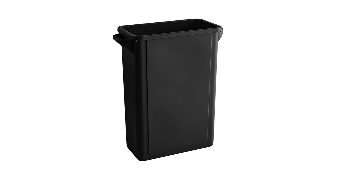 Lavex 16 Gallon Black Slim Rectangular Trash Can