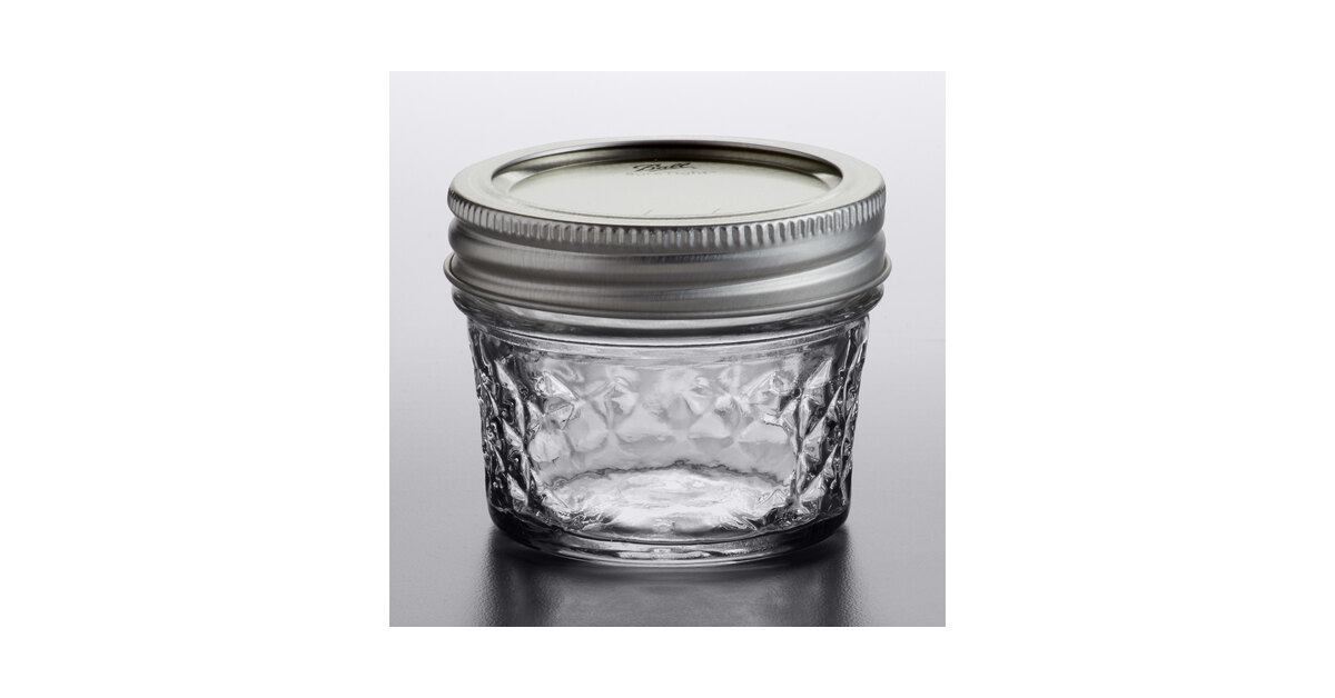 LovoIn Regular Mouth Glass Mini Mason Jars, 4 Oz 12 Pack Clear Glass Jars  with Silver Metal Lids，Quilted Crystal Jars Ideal for Food Storage, Jam