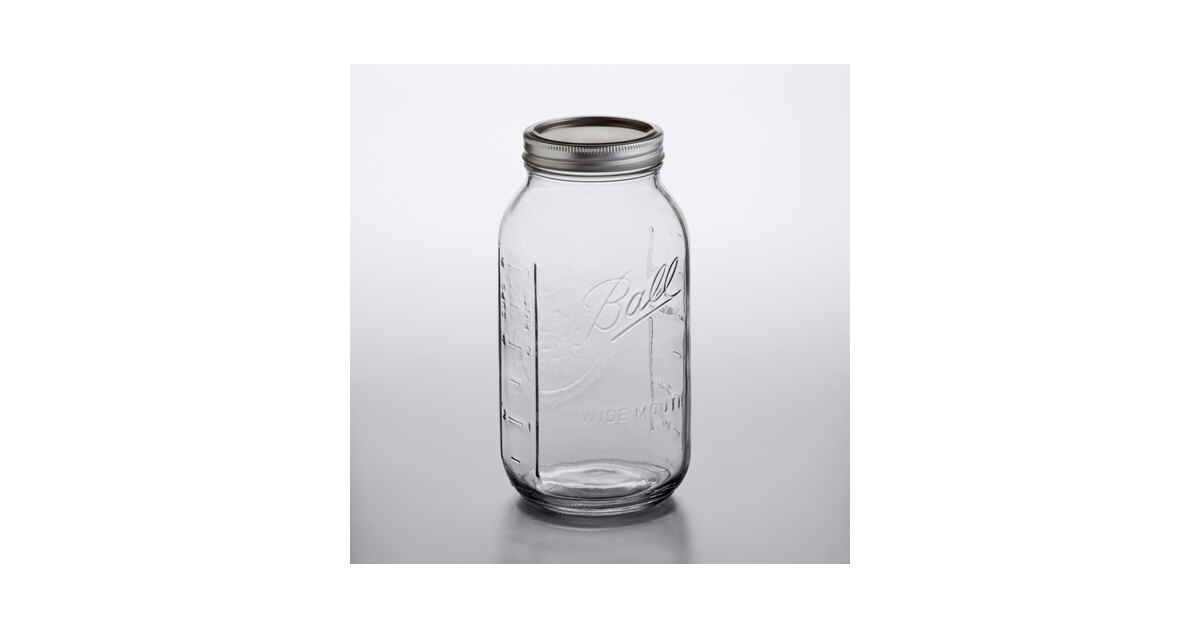 [1 Count 64 oz. Wide-Mouth Glass Mason Jars with Metal Airtight Lids and  Bands 2 Quart Large For Preserving, & Meal Prep