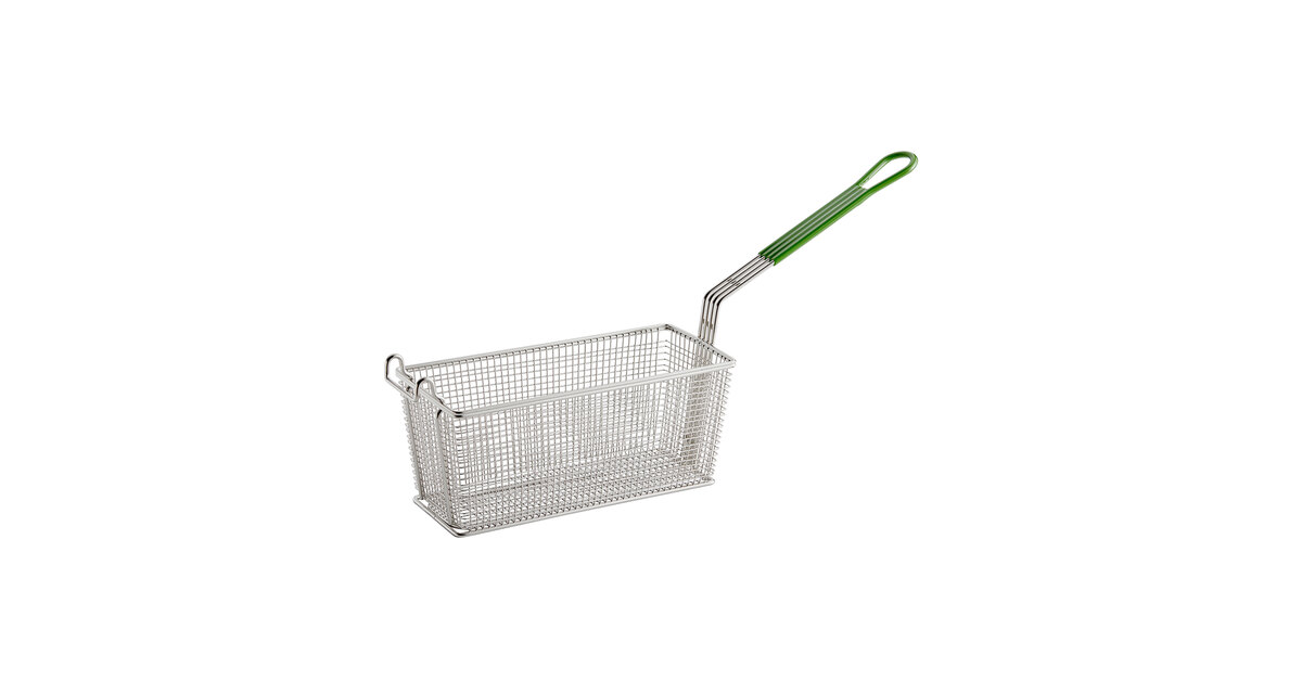Prince Castle Fry Basket w/ Front Hook & Plastisol Handle - 13 1/4