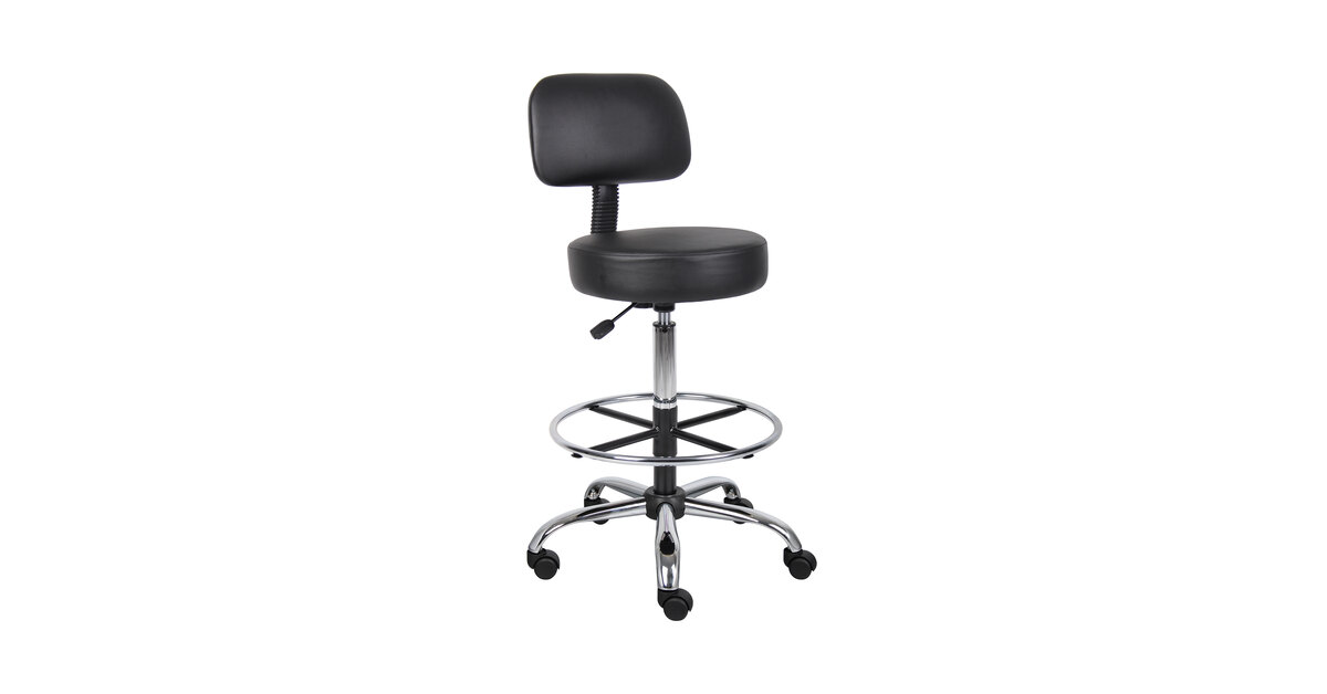 Boss B16245-BK Caressoft Black Vinyl Medical / Drafting Stool with