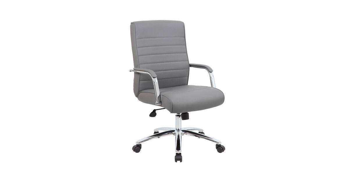 Boss B696CRB-GY Modern Executive Gray Ribbed CaressoftPlus