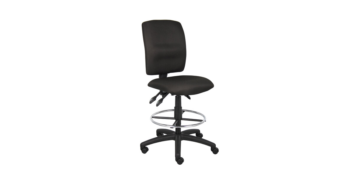 Boss Office Products Multi-Function Fabric Drafting Stool Black B1635-BK New 