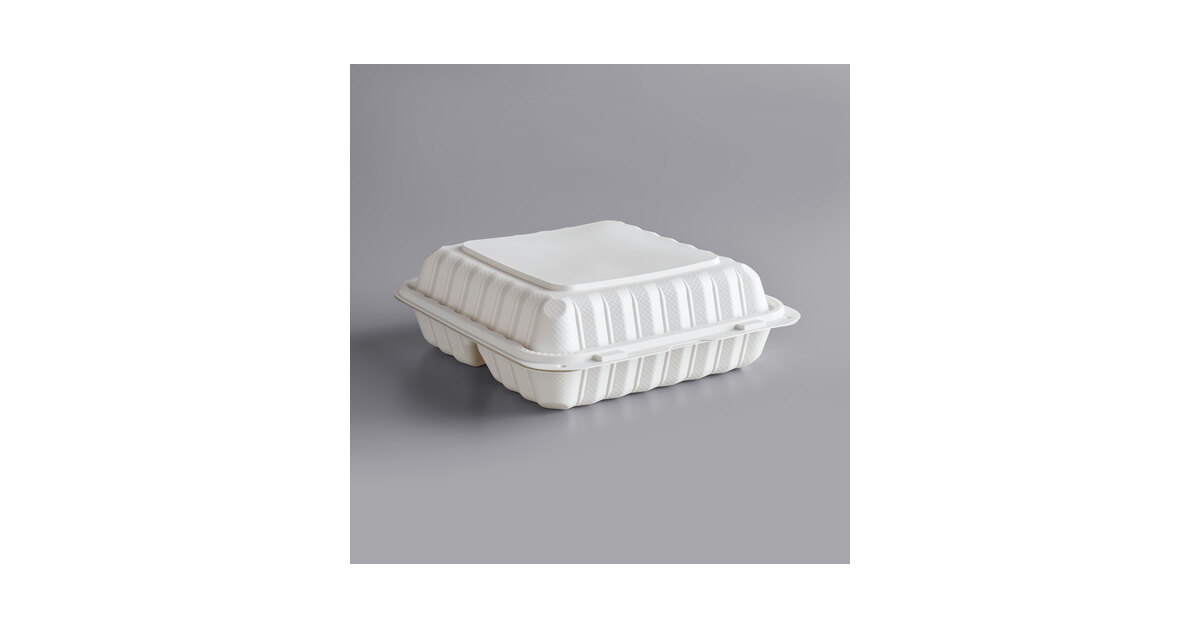 HUBERT Reusable Takeout Container 3 Compartment Polypropylene - 9L x 9W x  3 1/8H