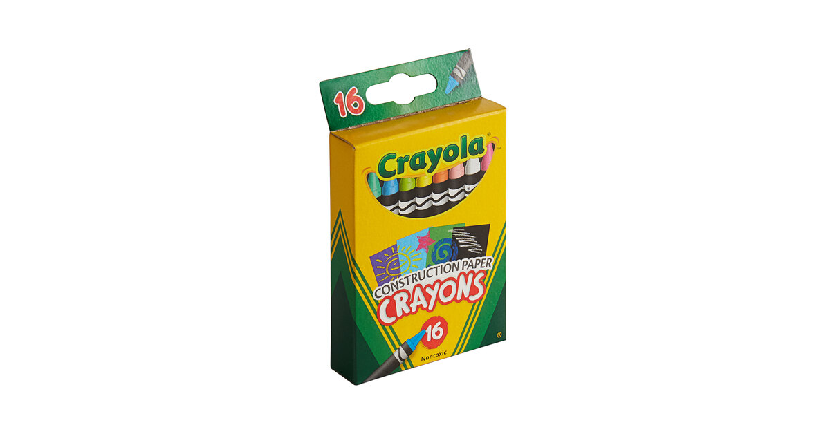 Crayola Construction Paper Crayons, 16 Count, Specially Formulated Crayons  to Use With Paper Bags, Cardboard Boxes, Construction Paper 