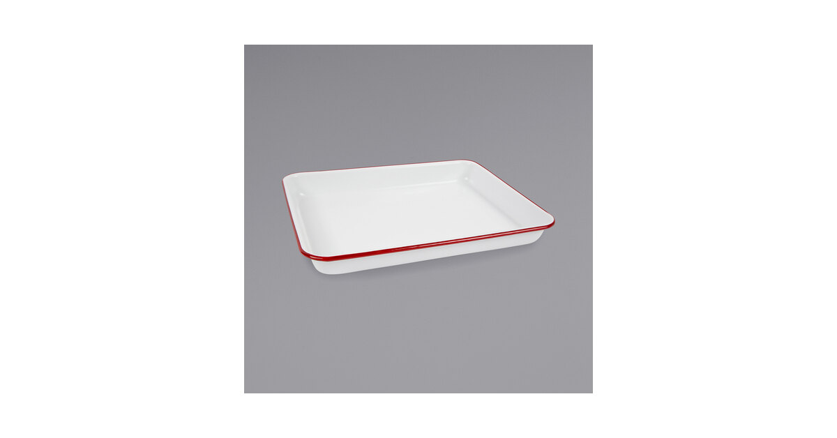 Red Co. 11 x 9 Enamelware Metal Classic Rectangular Serving Tray — Red  Co. Goods
