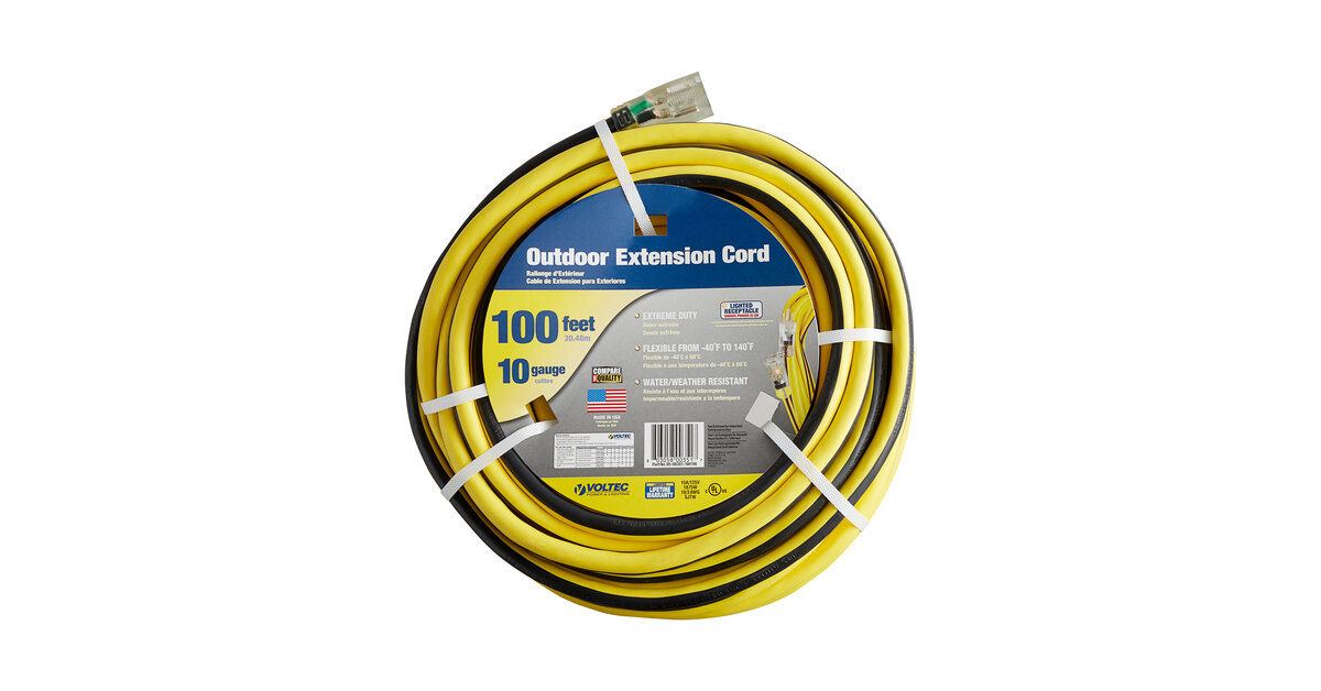 Voltec 05-00351 100' Yellow/Black 10/3 3-Conductor SJTW Extension