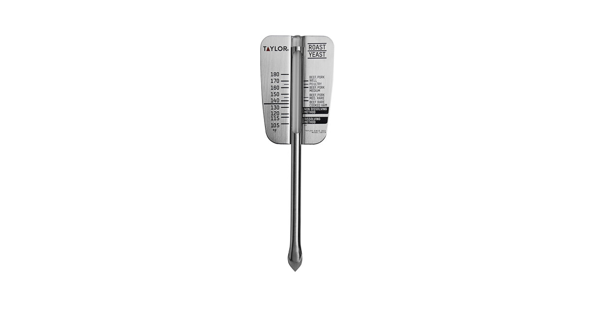 Taylor 5937N Tube Type Meat Thermometer w/ 6 1/2 Stem, 105 to 185 Degrees F, Stainless Steel