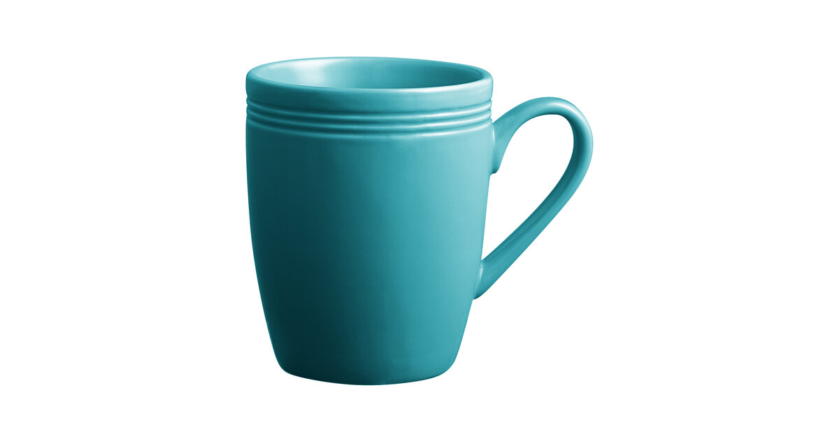 Acopa Capri 12 oz. Caribbean Turquoise Stoneware Mug - 24/Case