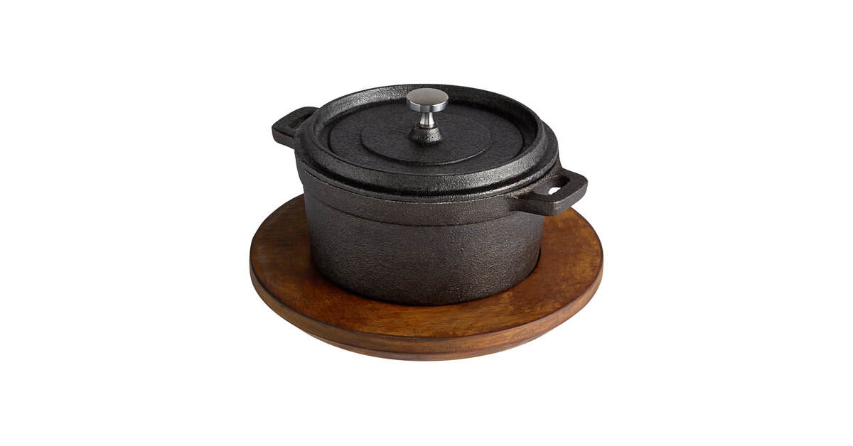 Cucina Chef 16 oz. Mini Cast Iron Pot with Rustic Chestnut Finish Disp