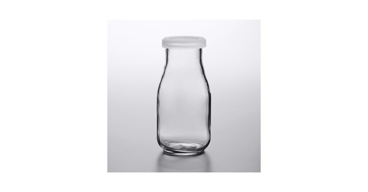 Old Fashioned Glass Sipper Milk Bottles w/Lids & Reusable Color