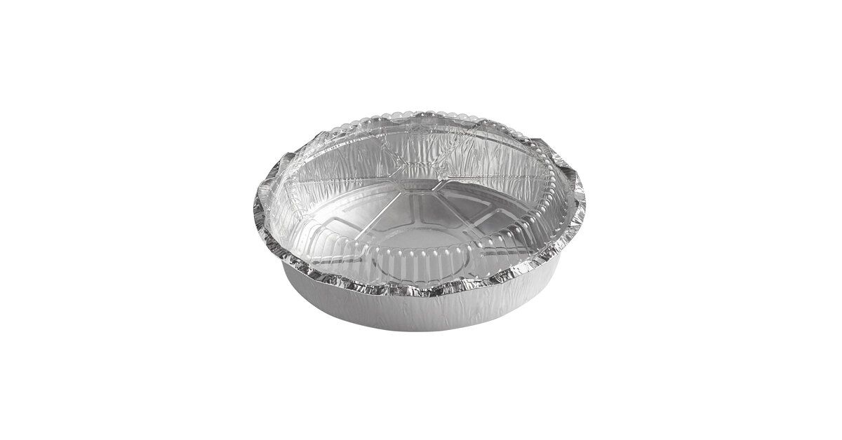7 Round Aluminum Foil Pans W/ Plastic Dome Lids - Take Out Food