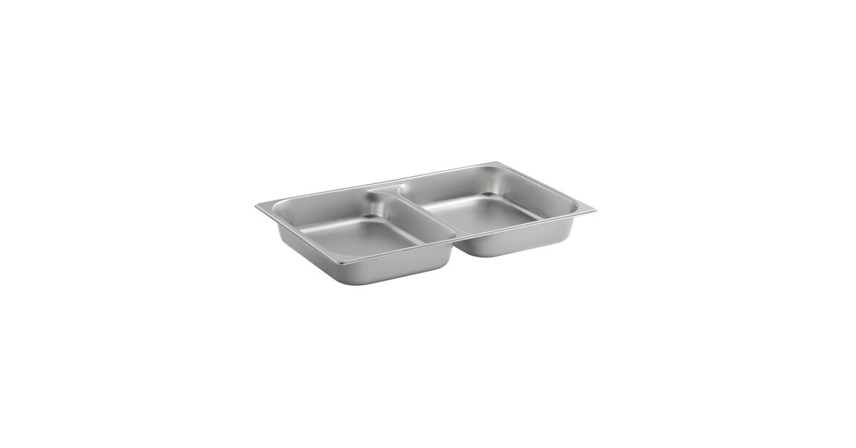 607002D - DuraPan™ Stainless Steel Divided Steam Table Hotel Pan Full-Size,  2.5 Deep