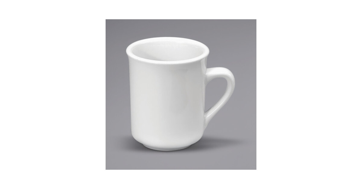 Oneida Buffalo Bright White Ware by 1880 Hospitality F8000000560 8 oz.  Porcelain Cafe Mug - 36/Case