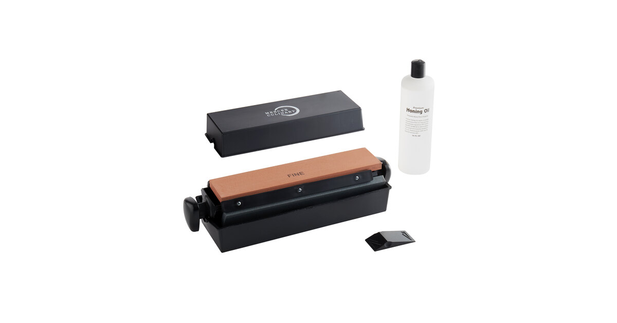 Mercer Culinary M15930 3-Way Sharpening Stone System With Honing Oil and  Angle Guide