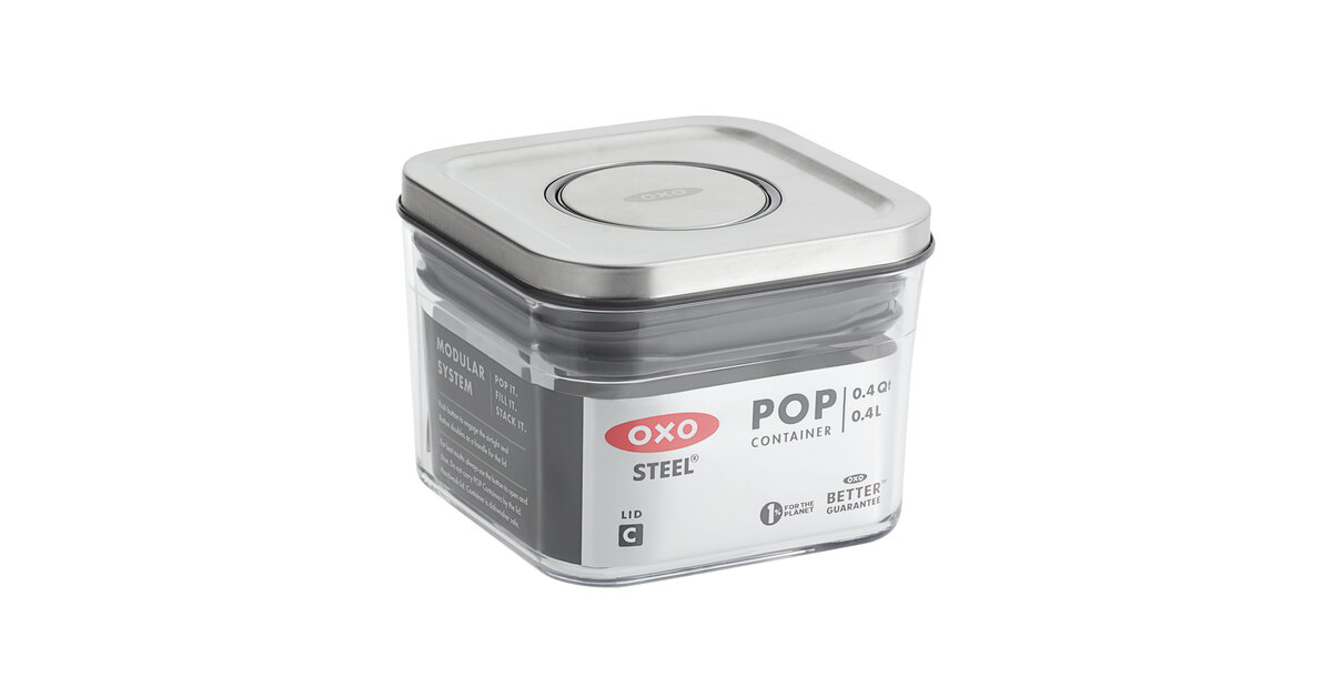 OXO Good Grips 4.4 Qt. Clear Square SAN Plastic Food Storage Container with  Stainless Steel POP Lid