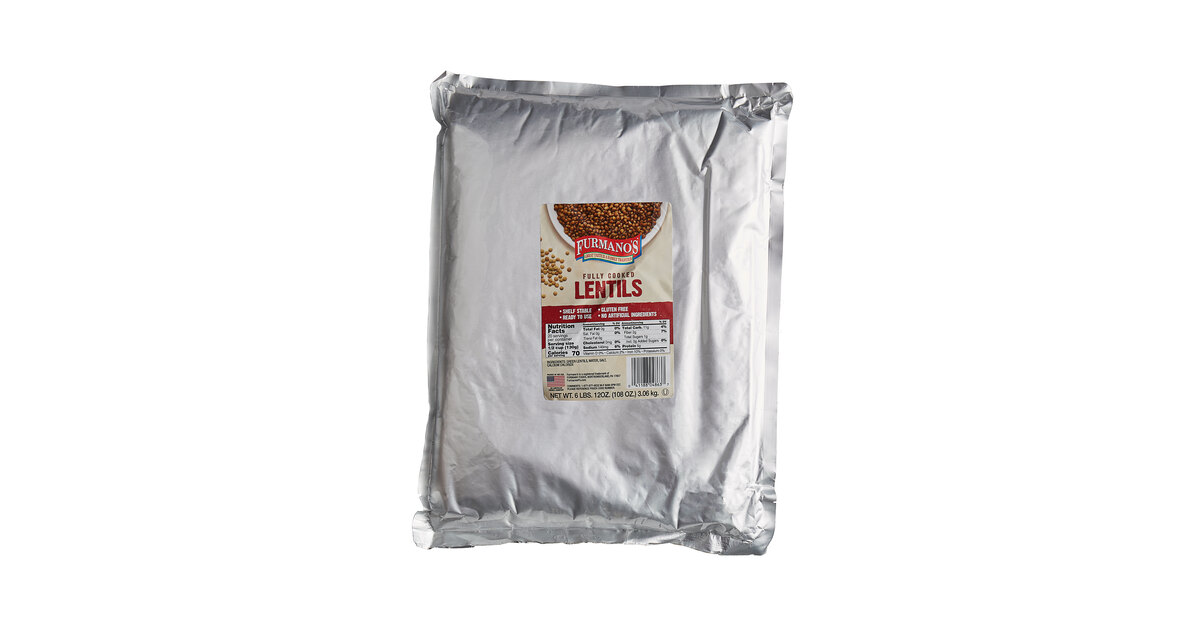 Furmano's 6.7 lb. Fully Cooked Lentil Pouch - 6/Case