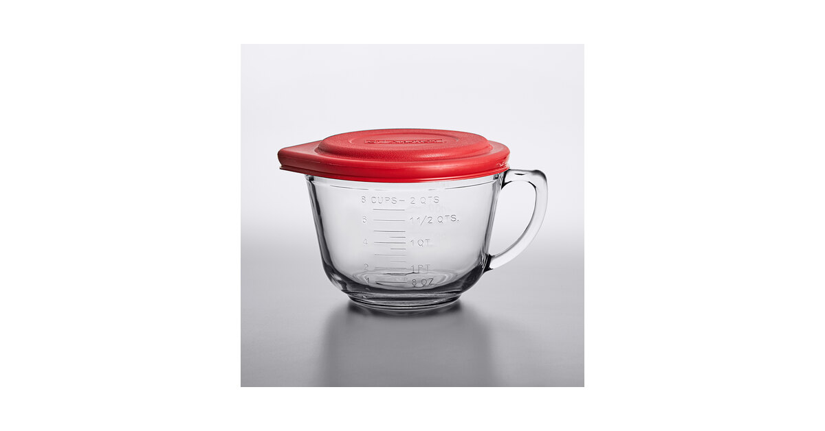2 qt. Glass Batter Bowl with Red Lid by Anchor Hocking - 91557L11