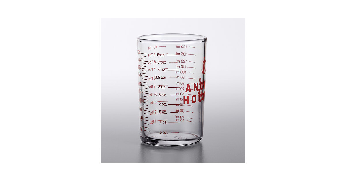 Anchor Hocking 91016AHG18 5 oz. Measuring Glass with Red Print and  Graduations