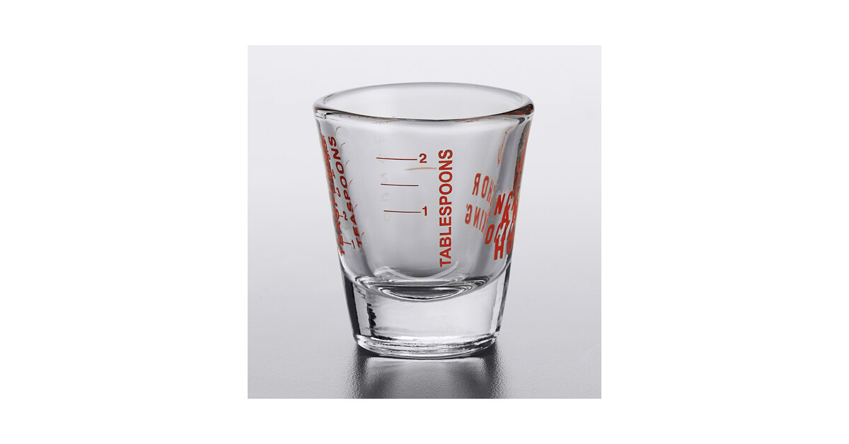 Anchor Hocking 96522AHG18 1 oz. Measuring Glass with Red Print and  Graduations