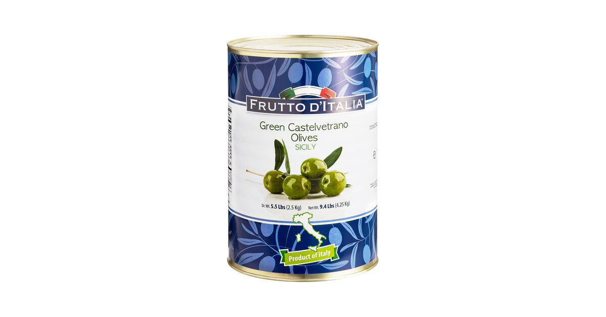 Frutto d'Italia Green Castelvetrano Olives 9.4 lb. (5.5 lb. Dr. Wt