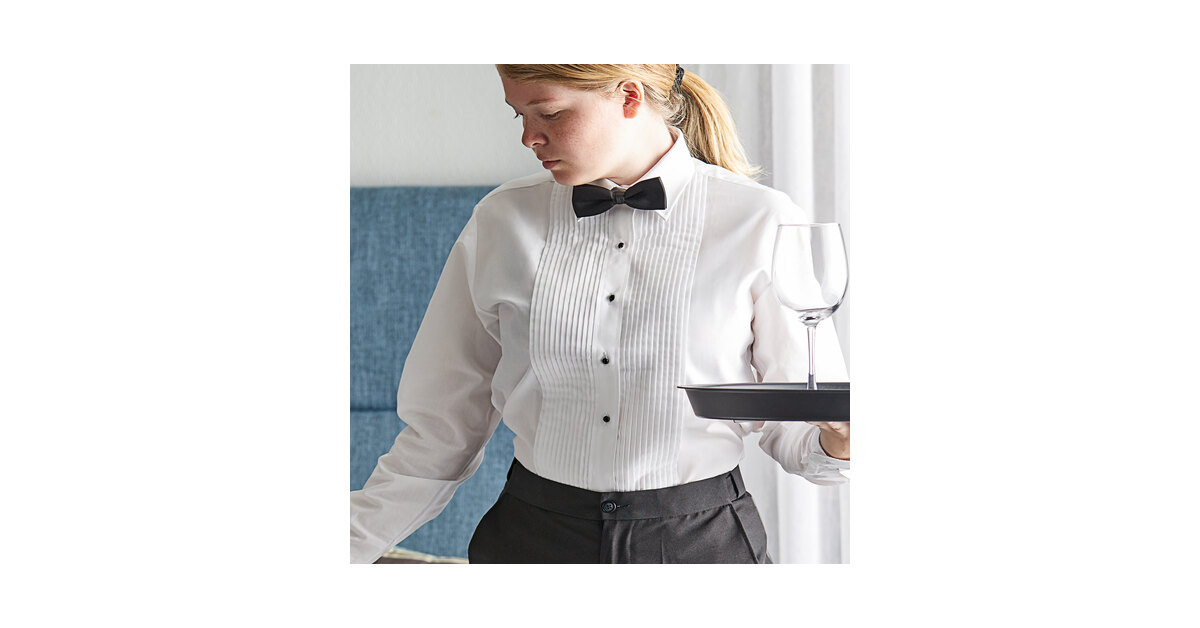 Henry Segal Women's Customizable White Tuxedo Shirt with Lay-Down