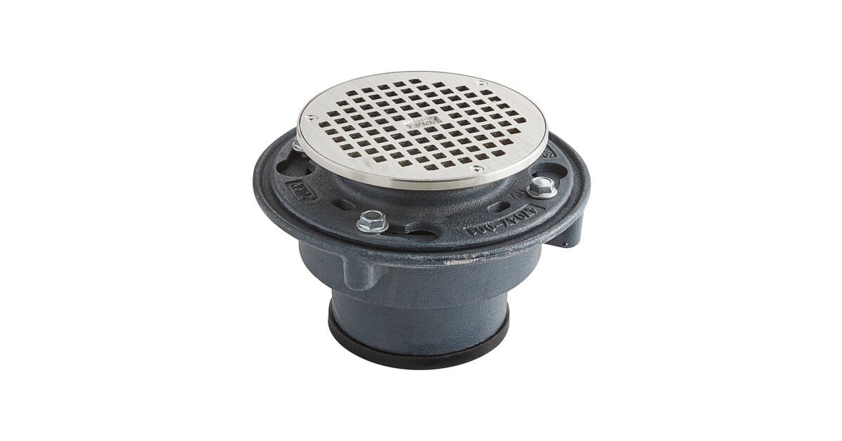 Zurn Elkay ZN415-3NL-6B-P Cast Iron Floor Drain with 6