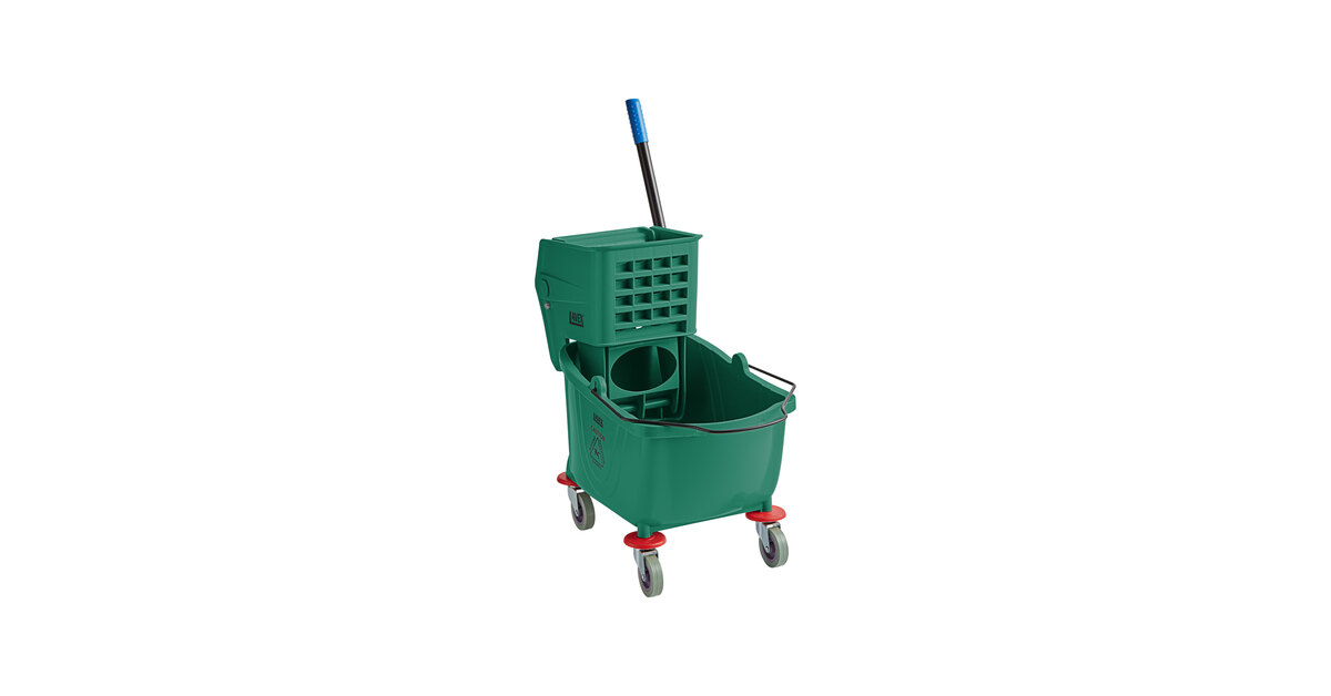 Lavex 26 Qt. Green Mop Bucket and Side Press Wringer Combo