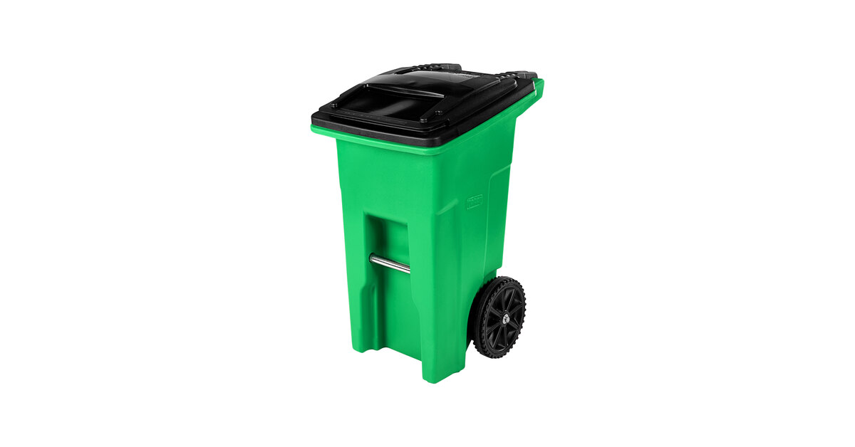 Toter 24 gal. Lime Green Organics Trash Can with Two Wheels and Black Lid