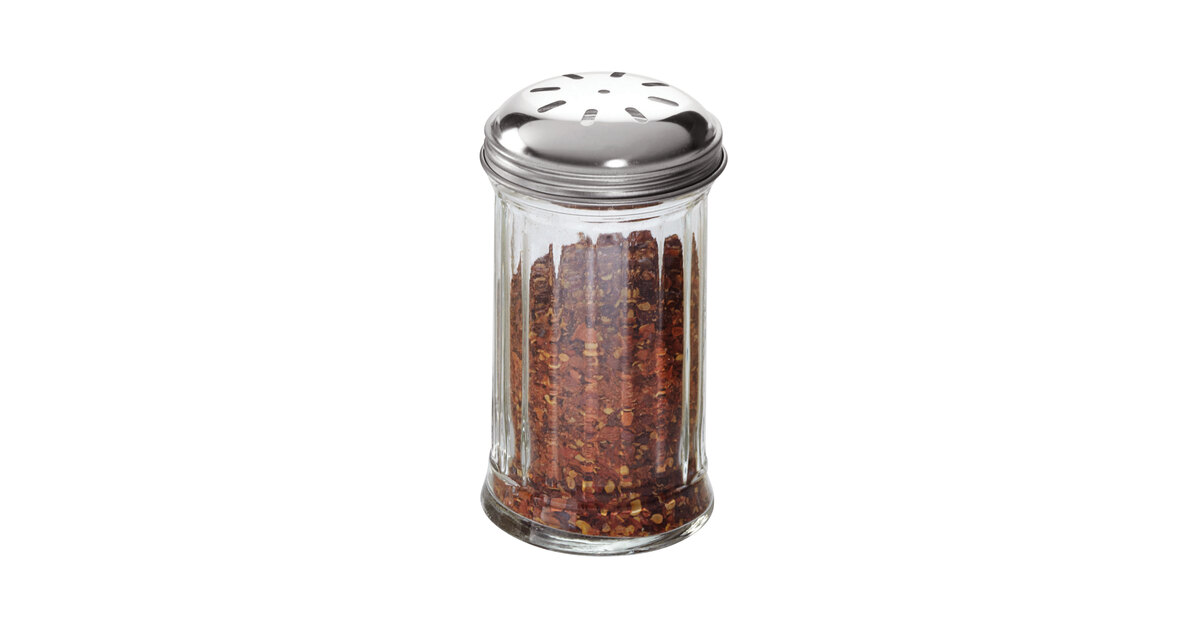 American Metalcraft GLA317 12 oz. Glass Spice Shaker with Stainless Steel  Lid