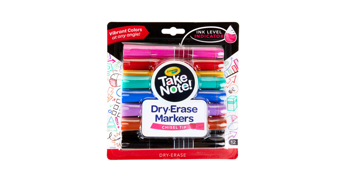 Crayola 586545 Take Note Assorted Color Chisel Tip Dry Erase