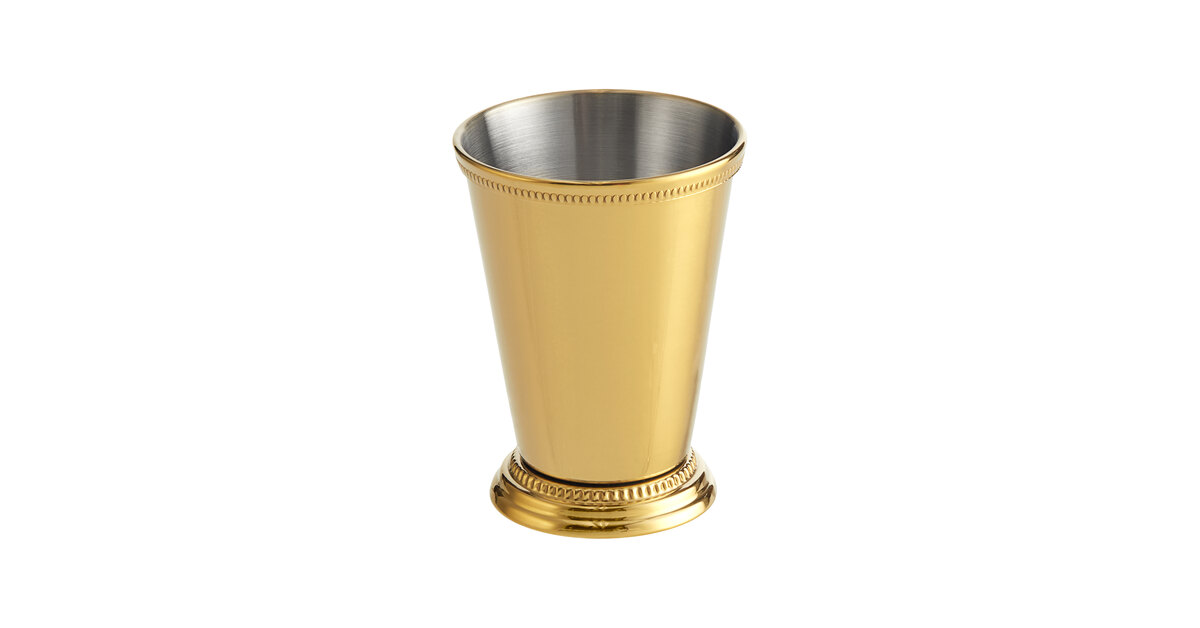 Barfly® M37032GD 12 oz. Gold-Plated Mint Julep Cup with Beaded Trim