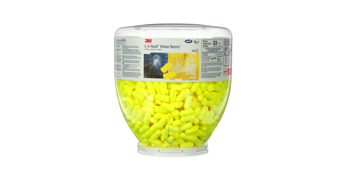 3M 391-1004 E-A-Rsoft™ Yellow Neons™ One Touch™ Uncorded Refill Foam  Earplugs - 500/Pack