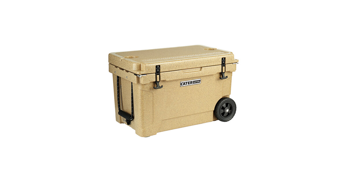 CaterGator CG45SPBW Beige 45 Qt. Mobile Rotomolded Outdoor Cooler