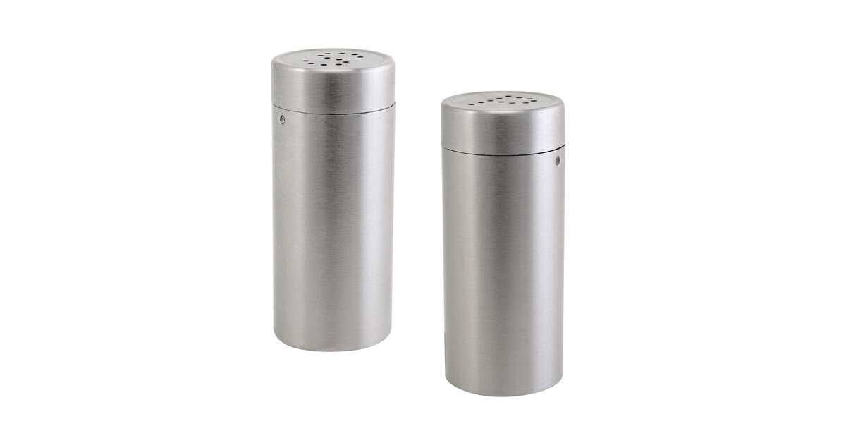 Front of the House 2.5 oz. Brushed Stainless Steel Round Salt and