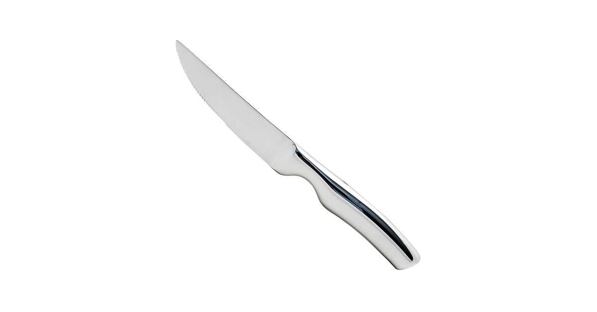 Fortessa 1.5.STK.SR.248 Provencal 9 1/4 18/10 Serrated Edge Steak Knife  with Light Wood Handle and Full Tang Blade - 6/Pack