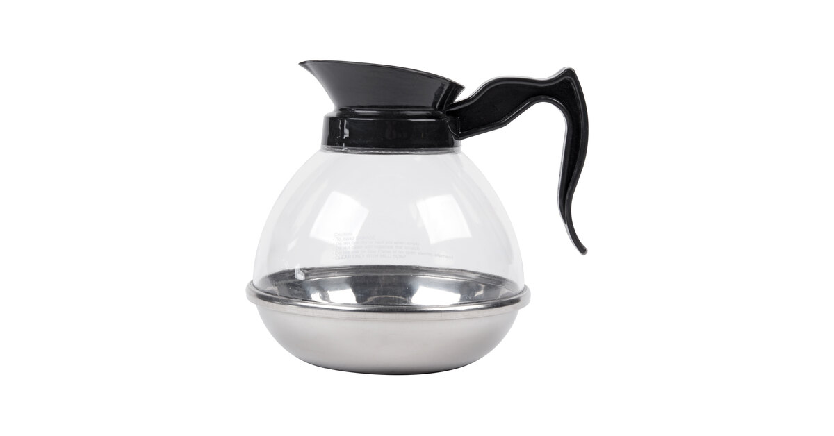 Commercial 64oz Polycarbonate Coffee Decanter with SS Bottom regular or decaf 