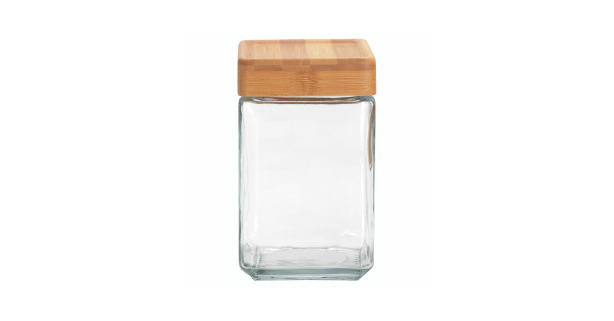 Anchor Hocking 97537 1 Qt. Glass Jar with Bamboo Lid - 4/Case