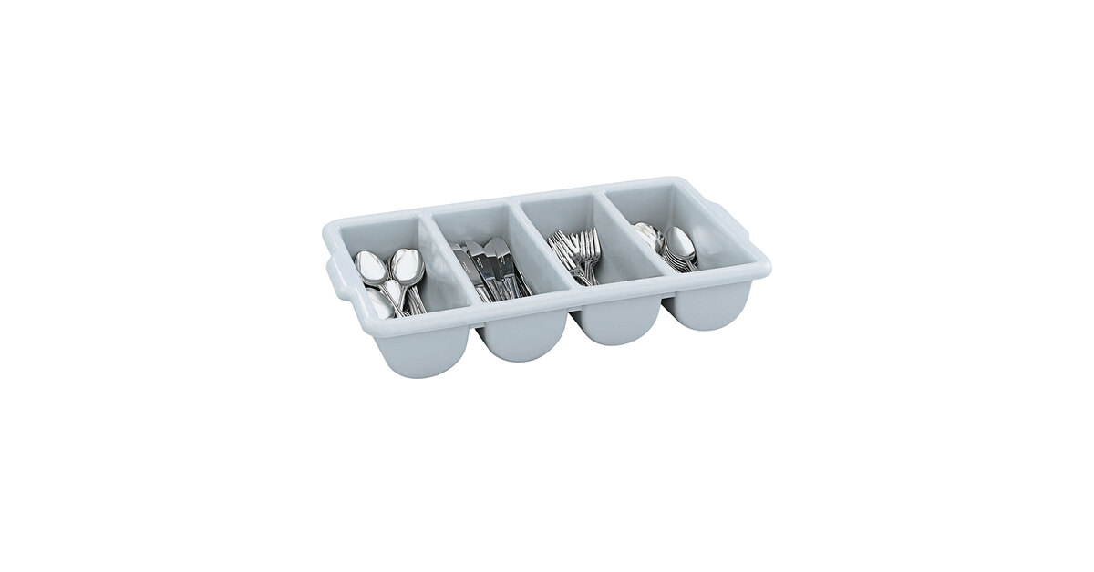 Vollrath 52654 Signature Gray Polyethylene 4-Compartment Cutlery Box