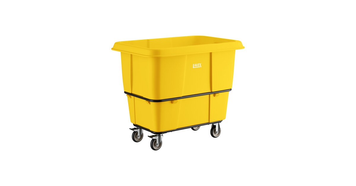 Lavex 16 Cubic Foot Yellow Leakproof Cube Truck (1000 lb. Capacity)