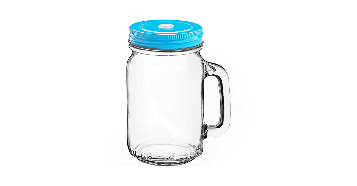 Acopa Rustic Charm 16 oz. Customizable Drinking Jar / Mason Jar with Handle  - 12/Case