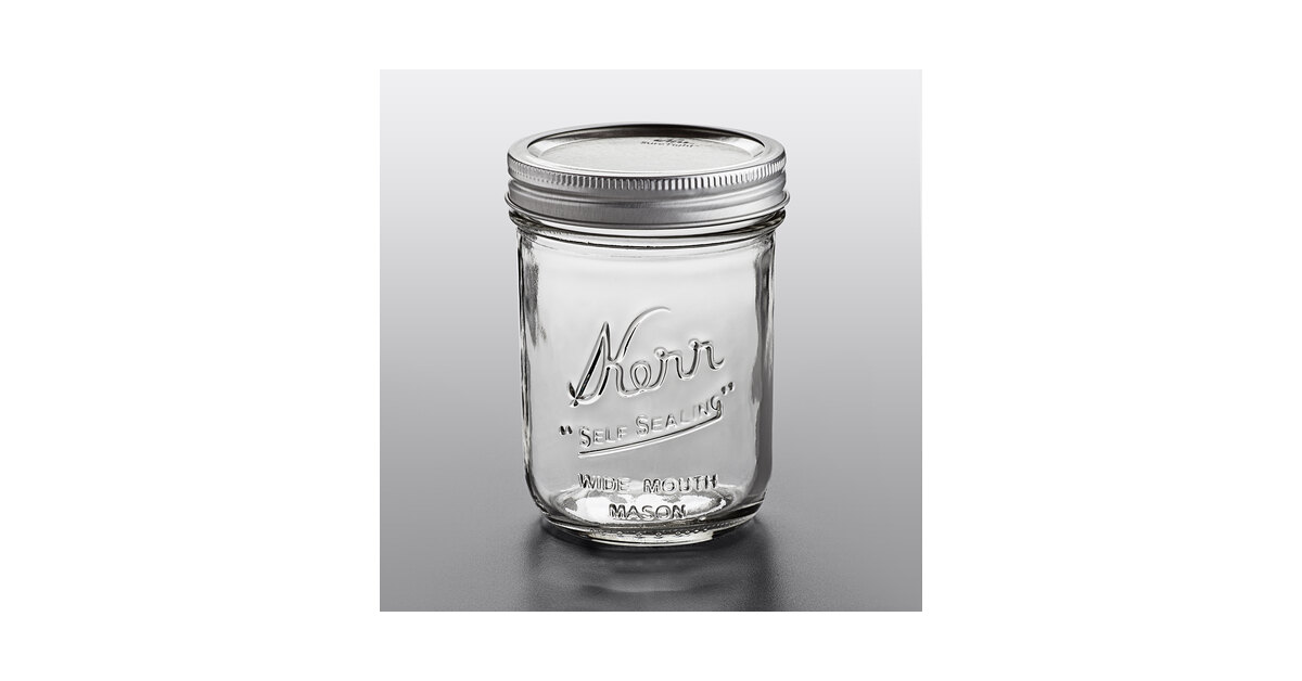 Kerr 518 16 oz. Pint Wide Mouth Glass Canning Jar with Silver Metal Lid and  Band - 12/Case