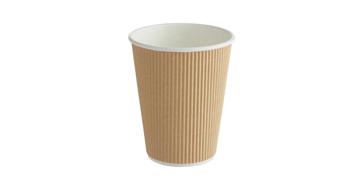 Ribbed Ripple PE Lined Paper Hot Cup 12oz Kraft Kraft 12oz 34cl Paper - View #9