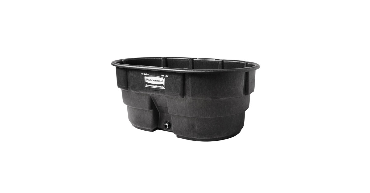 Rubbermaid Commercial Products Stock Tank, 150-Gallons, Structural Foam,  Heavy Duty Black Container for use with Animal/Cattle Feed and Water,  Outdoor