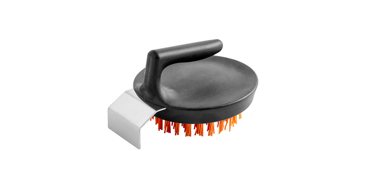Outset® 76621 Pizza Stone / Cast Iron Cleaning Brush with Nylon Bristles  and Stainless Steel Scraper