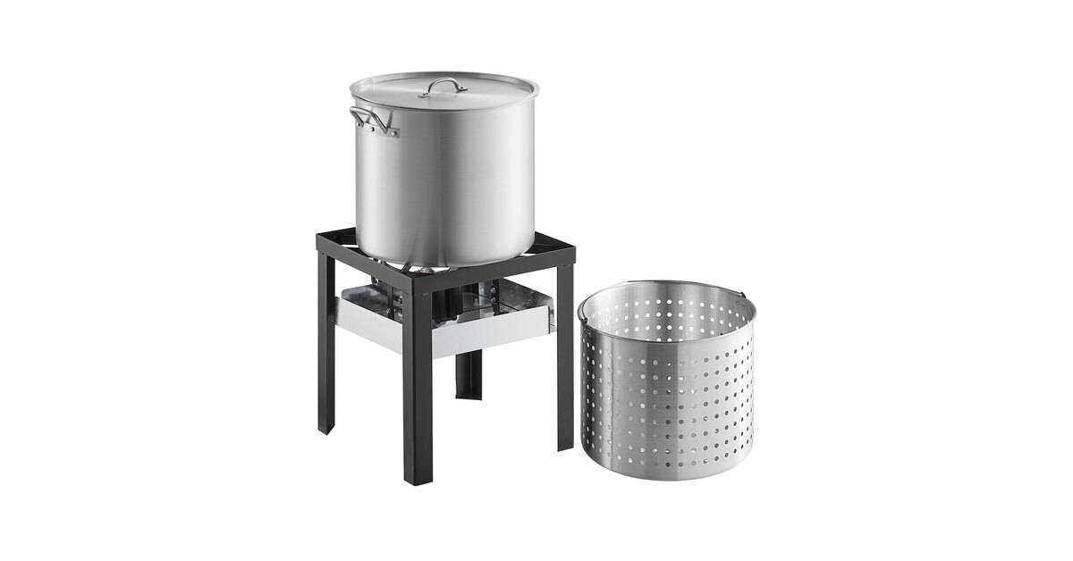 64QT Stainless Steel Seafood Boil Pot With 200,000 BTU Propane Burner - Crawfish, Turkey Fryer & Outdoor Cooker